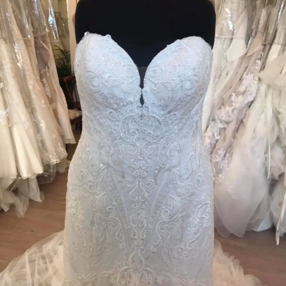 STELLA YORK beaded wedding dress bride moscato blush undertone size 16 - Picture 4 of 6